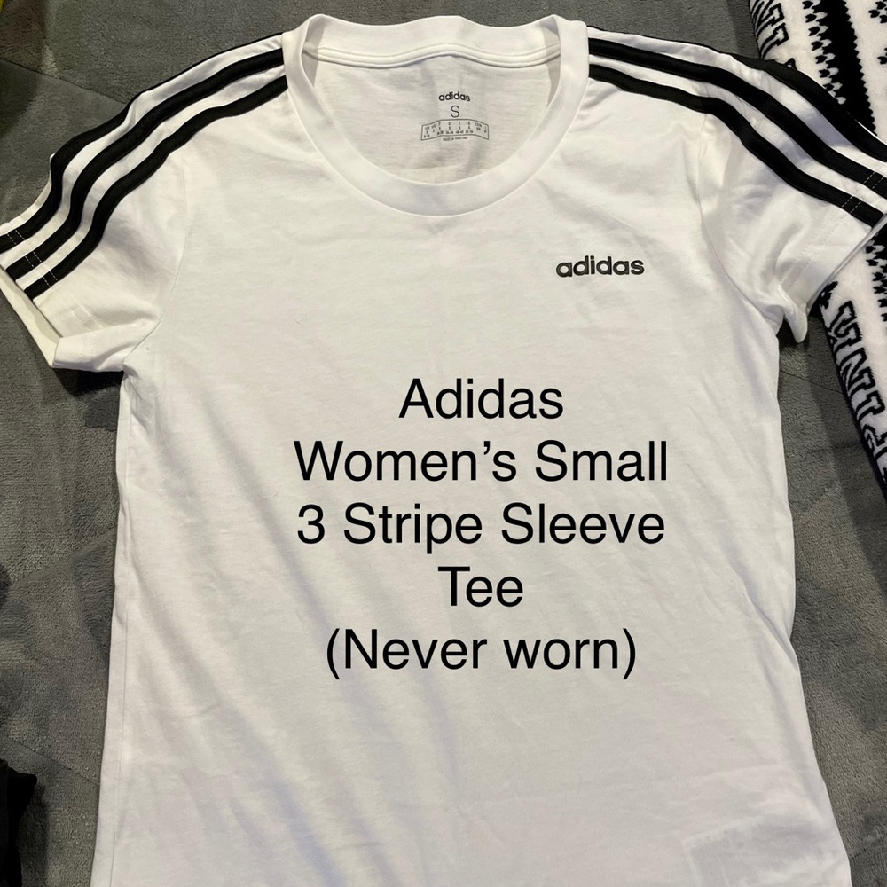 Brand New (no tags) Adidas 3 Stripe sleeve tee